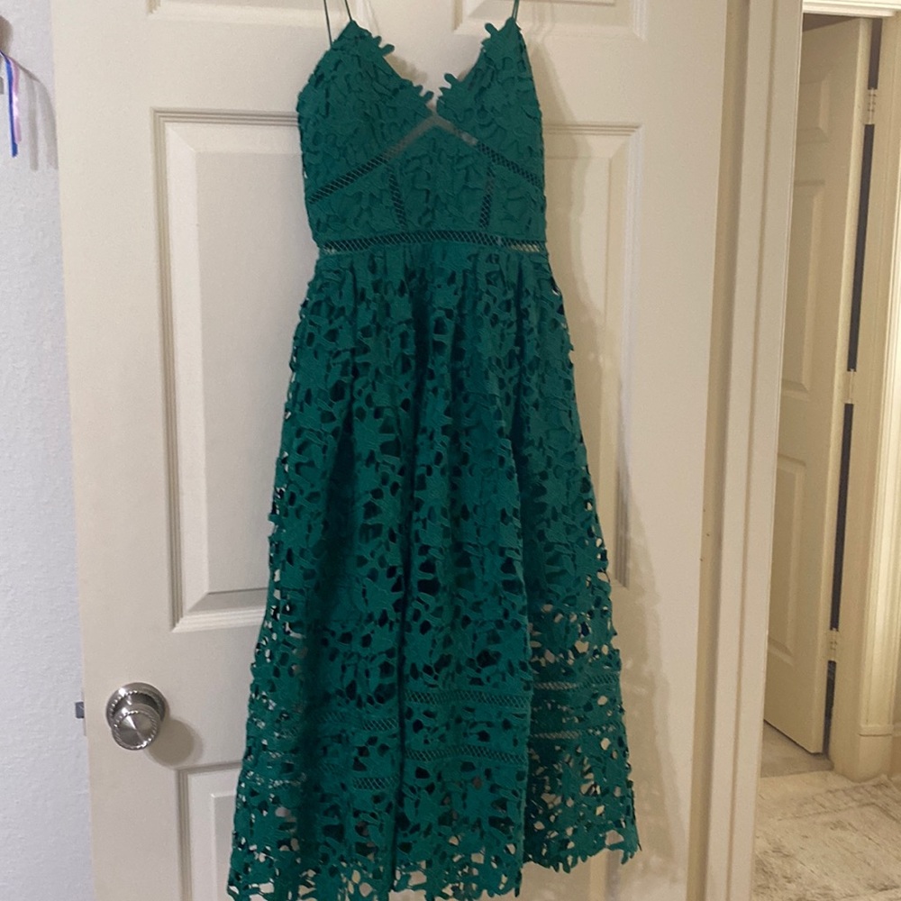 Self-Portrait green Azaelea midi dress. Size 2-4. Retail $440.  Occasion dress
